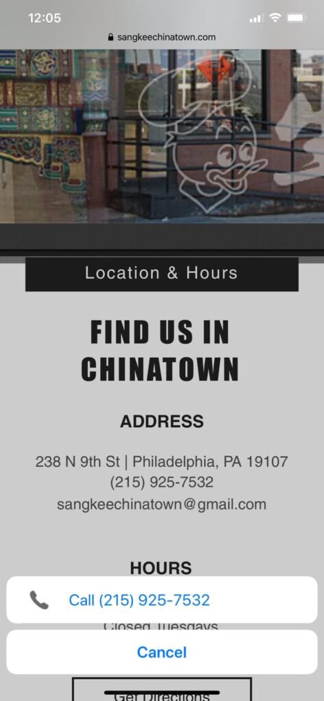 Mobile Website Clickable Number