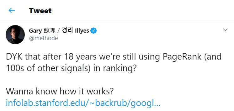 Twitter Tweet - Page Rank is still Important